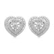Load image into Gallery viewer, Jewelili Double Halo Stud Earrings with Heart Diamonds in Sterling Silver 1/4 CTTW View 3

