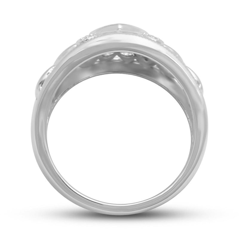 Jewelili Wedding Band with Natural White Round Diamond in Sterling Silver 1/10 CTTW 3