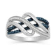 Load image into Gallery viewer, Jewelili Sterling Silver With 1/5 CTTW Treated Blue Diamonds and Natural White Diamonds Ring
