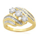 Load image into Gallery viewer, Jewelili 10K Yellow Gold with 3/4 CTTW Natural White Baguette and Round Cut Diamonds 3 Stone Engagement Ring
