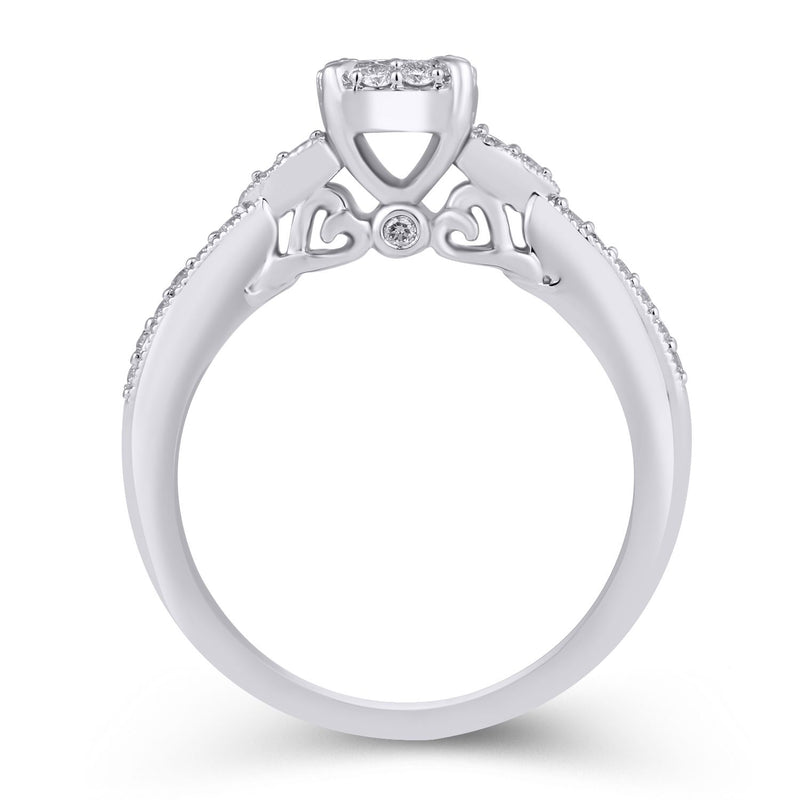 Jewelili Engagement Ring with White Diamonds in 10K White Gold 1/2 CTTW View 3