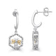 Load image into Gallery viewer, Jewelili Dangle Earrings with White Diamonds in 10K Yellow Gold over Sterling Silver 1/10 CTTW View 1
