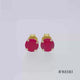 Load and play video in Gallery viewer, Jewelili 10K Yellow Gold with Round Shape Created Ruby Stud Earrings
