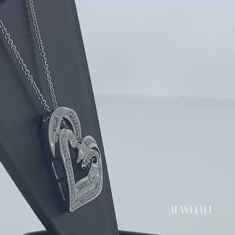 Moving Love Symbol Necklace | Sterling Silver Double Heart Diamond Pendant  – Splendid Jewellery