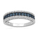 Load image into Gallery viewer, Jewelili Sterling Silver With 1/10 CTTW Treated Blue Diamonds and White Diamonds Anniversary Band
