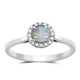 Load image into Gallery viewer, Jewelili Cubic Zirconia Halo Ring with Created Opal in Sterling Silver View 1
