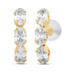 Load image into Gallery viewer, Jewelili North-South Curve Earrings with Oval Shape White Cubic Zirconia in 10K Yellow Gold View 1
