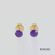 Load and play video in Gallery viewer, Jewelili 10K Yellow Gold with Round Shape Amethyst Stud Earrings
