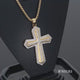 Load and play video in Gallery viewer, Jewelili 14K Yellow Gold Over Sterling Silver With 1/2 CTTW Natural White Round Diamonds Cross Men&#39;s Pendant Necklace
