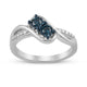 Load image into Gallery viewer, Jewelili Sterling Silver With 1/4 CTTW Treated Blue Diamonds and White Diamonds Two Stone Ring
