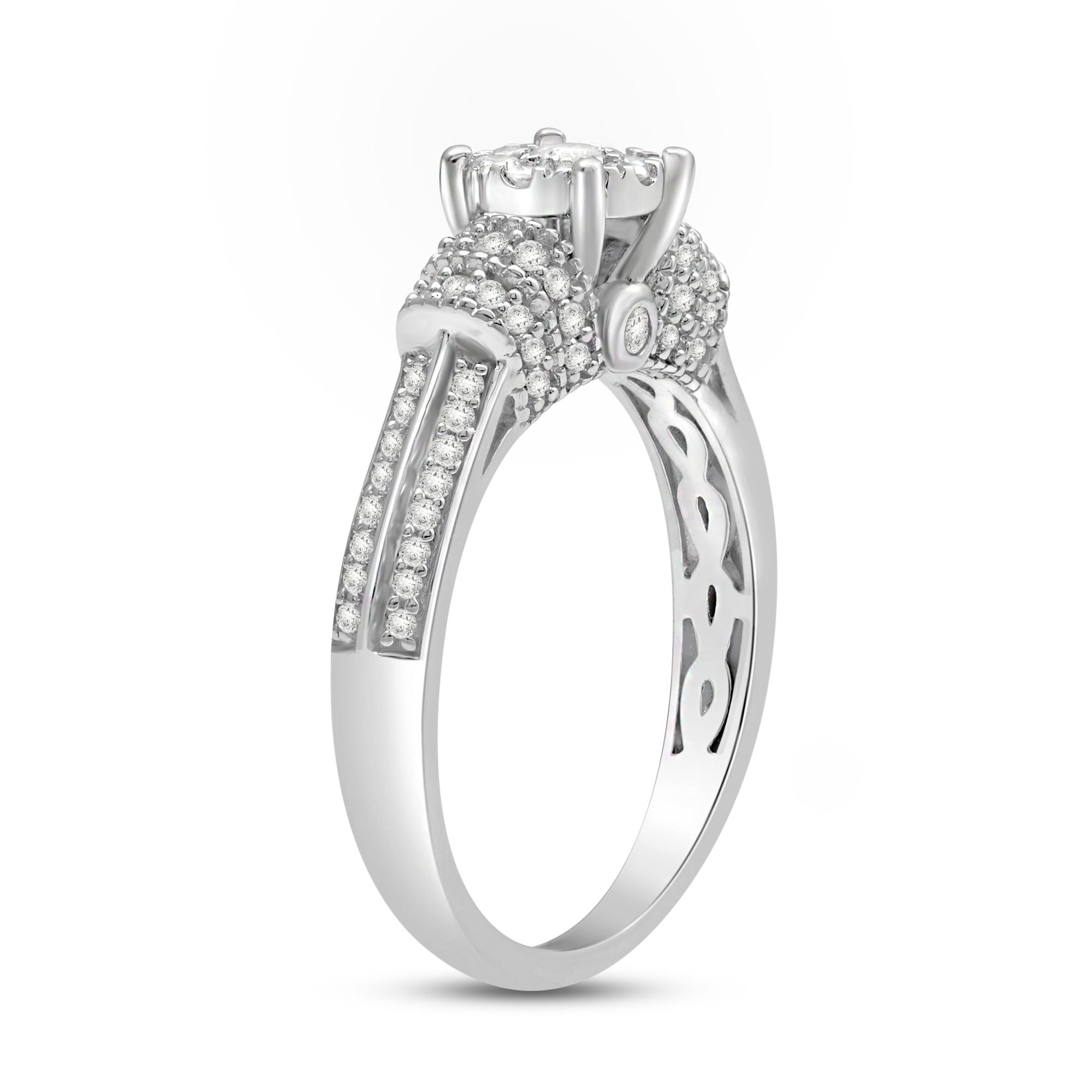 Jewelili Sterling Silver With 1/2 CTTW White Diamonds Composite Head R