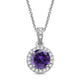 Load image into Gallery viewer, Jewelili Sterling Silver With Amethyst and Created White Sapphire Halo Pendant Necklace
