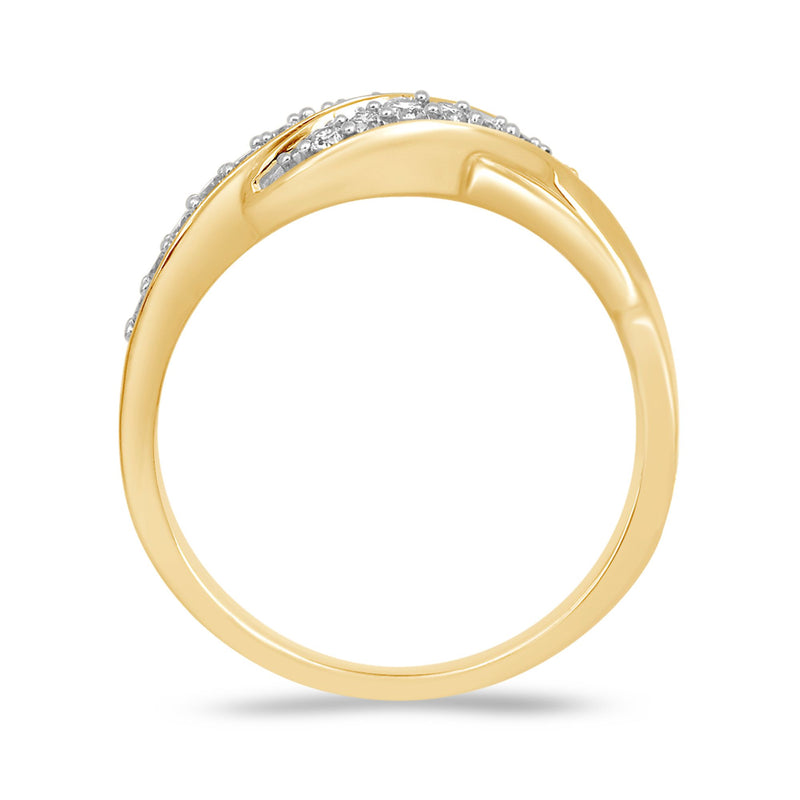Jewelili Ring with White Round Diamonds in 10K Yellow Gold 1/4 CTTW View 3
