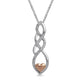 Load image into Gallery viewer, Jewelili 14K Rose Gold Over Sterling Silver With Natural White Round Diamonds Pendant Necklace
