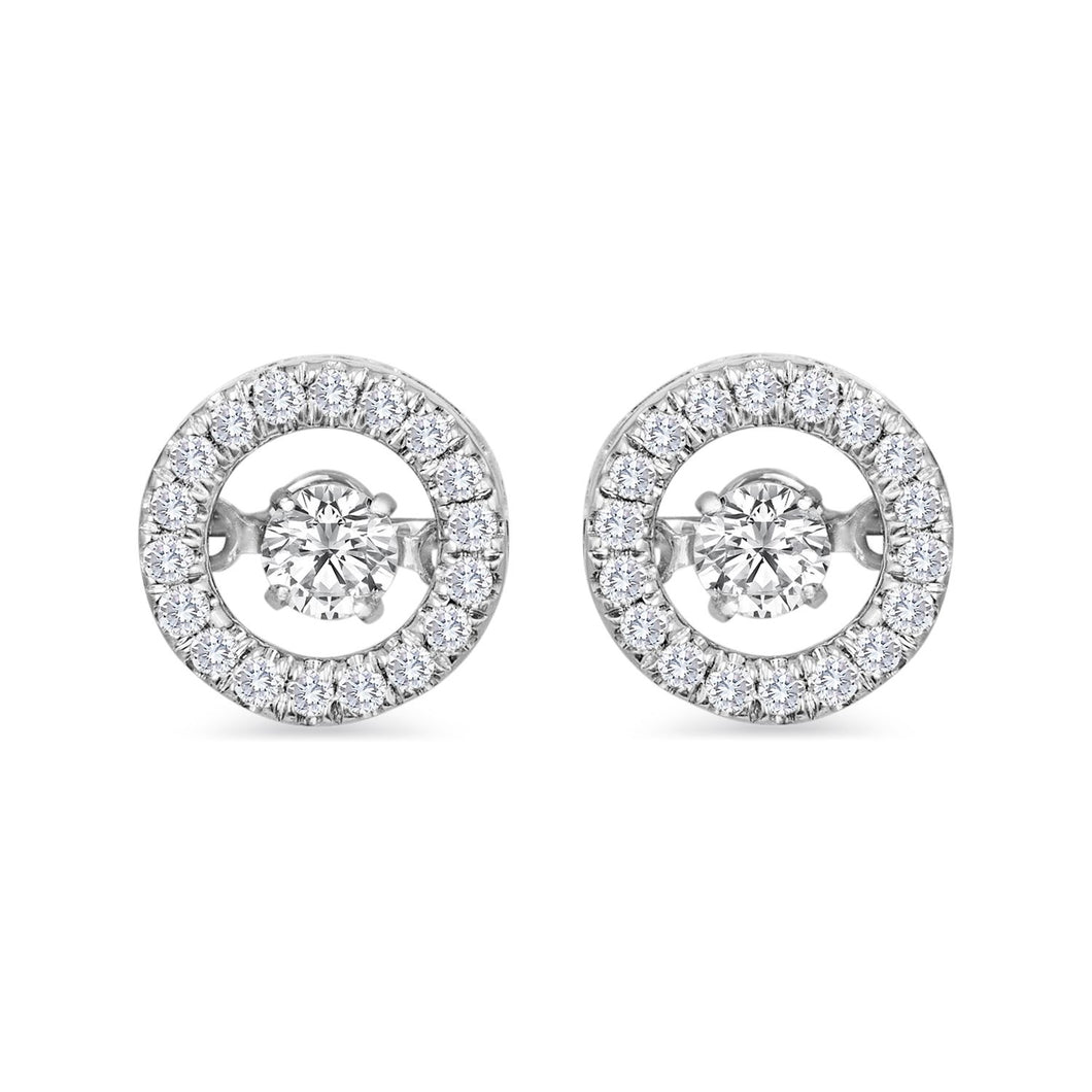Jewelili 10K White Gold With 3/8 CTTW Natural White Round Diamonds Stud Earrings