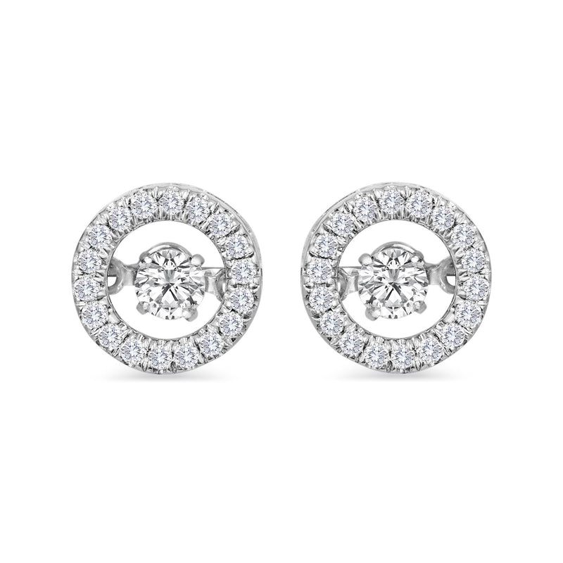 Jewelili 10K White Gold With 3/8 CTTW Natural White Round Diamonds Stud Earrings