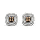 Load image into Gallery viewer, Jewelili Stud Earrings with Champagne and White Natural Diamonds in Sterling Silver 1/2 CTTW View 2
