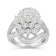 Load image into Gallery viewer, Jewelili Cluster Ring with Natural White Round and Baguette Diamonds in Sterling Silver 1.00 CTTW View 1
