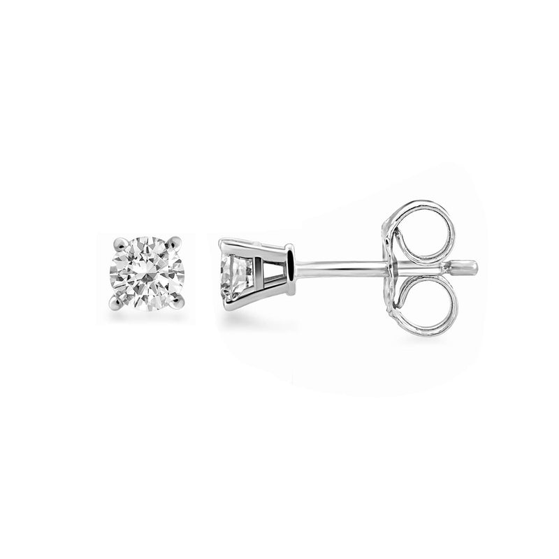Jewelili Stud Earrings with Round Diamonds in 10K White Gold 1/5 CTTW View 1