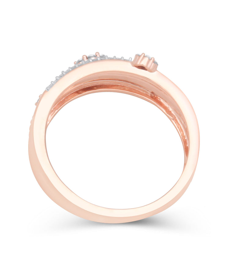 Jewelili Ring with Natural Diamonds in 10K Rose Gold 1/5 CTTW View 3