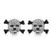 Load image into Gallery viewer, Jewelili Skull Stud Earrings with Treated Black Diamonds and Natural White Diamonds in Sterling Silver View 2
