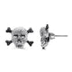 Load image into Gallery viewer, Jewelili Skull Stud Earrings with Treated Black Diamonds and Natural White Diamonds in Sterling Silver View 1
