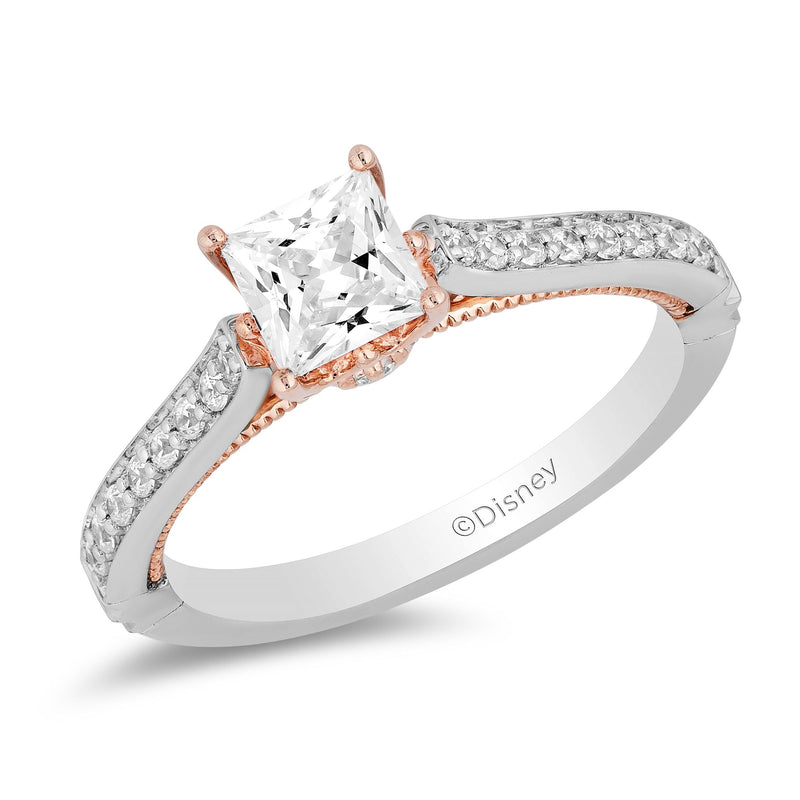 Disney Majestic Princess Inspired Diamond Crown Engagement Ring in 14K White Gold and Rose Gold 1 CTTW View 1