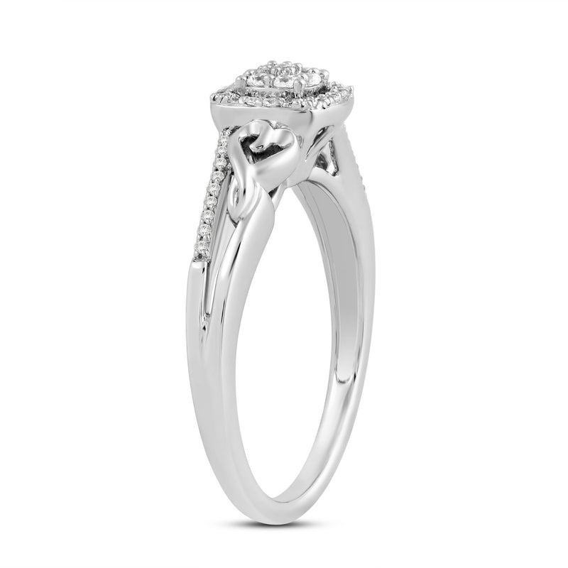 Jewelili Sterling Silver With 1/6 CTTW Natural White Round Diamonds Bridal Ring