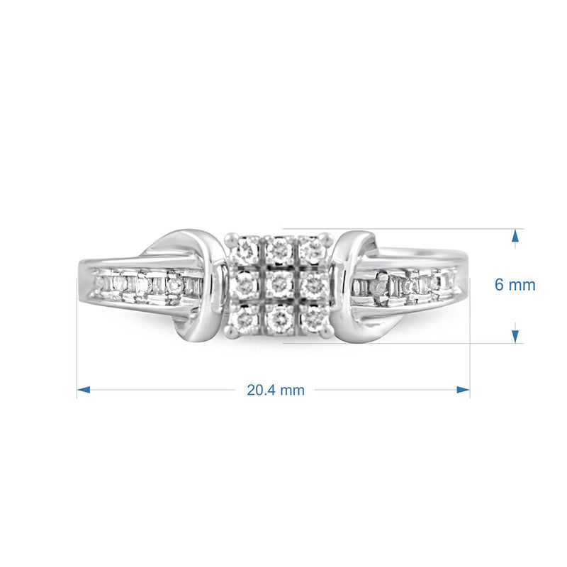 Jewelili Sterling Silver With 1/6 Cttw Natural White Diamonds Engagement Ring