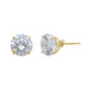 Load image into Gallery viewer, Jewelili Stud Earrings with Cubic Zirconia Solitaire in 10K Yellow Gold View 1
