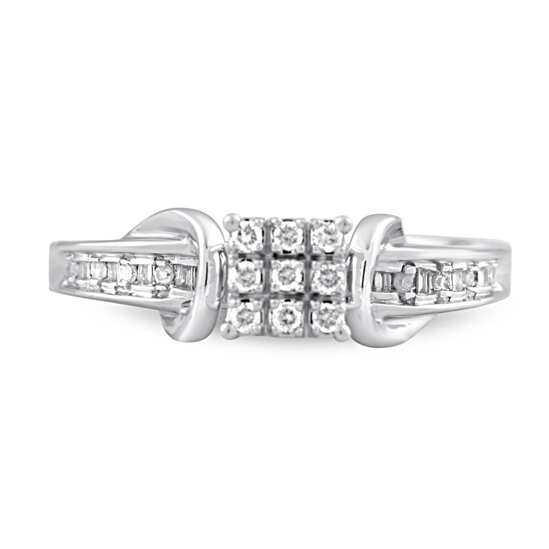 Jewelili Sterling Silver With 1/6 Cttw Natural White Diamonds Engagement Ring
