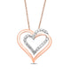 Load image into Gallery viewer, Jewelili 10K Rose Gold with 1/4 CTTW Diamonds Double Heart Pendant Necklace
