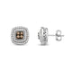 Load image into Gallery viewer, Jewelili Stud Earrings with Champagne and White Natural Diamonds in Sterling Silver 1/2 CTTW View 3
